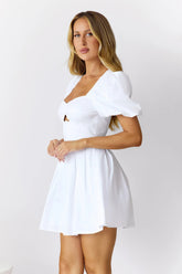 Seashore Soiree Short Sleeve Mini Dress White